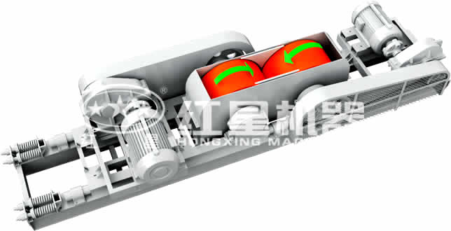 對(duì)輥破碎機(jī)工作原理圖