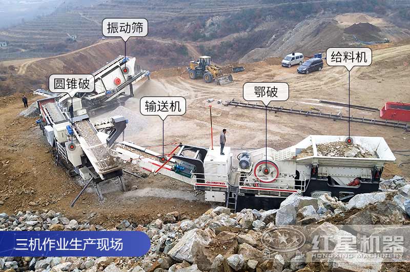 移動式巖石制沙現(xiàn)場布置