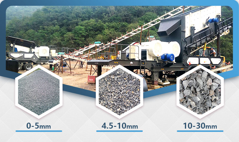 移動石子石頭破碎機可生產(chǎn)多種規(guī)格物料